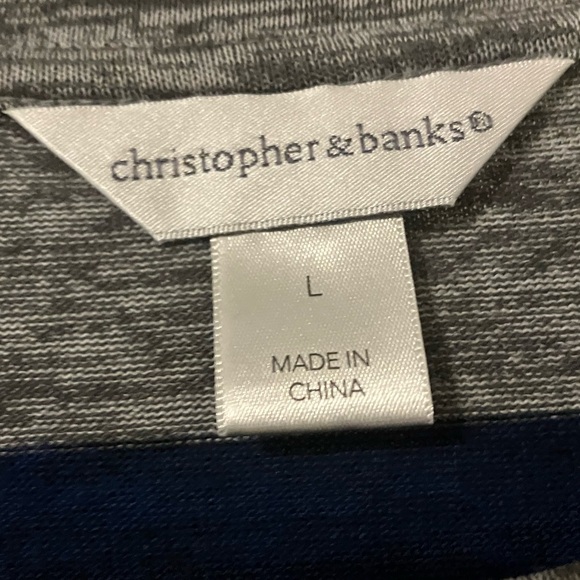 Christopher and Banks long-sleeved black and royal blue striped tee.  Size large - Picture 3 of 4